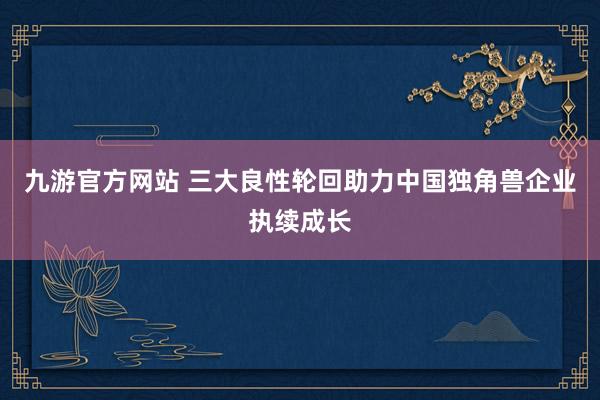 九游官方网站 三大良性轮回助力中国独角兽企业执续成长